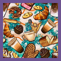 Bakery Coffee Cups Cookie And Donut With Turquoise Glitter Seamless Pa Vintage Tee | Teevron