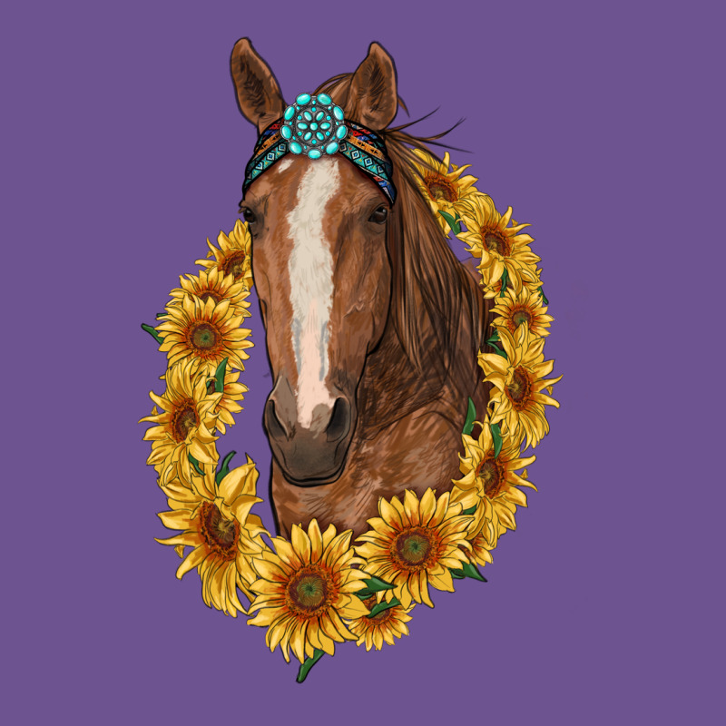 Brown Horse With Gemstone And Sunflowers Vintage Tee by RanaPortraitStore | Teevron