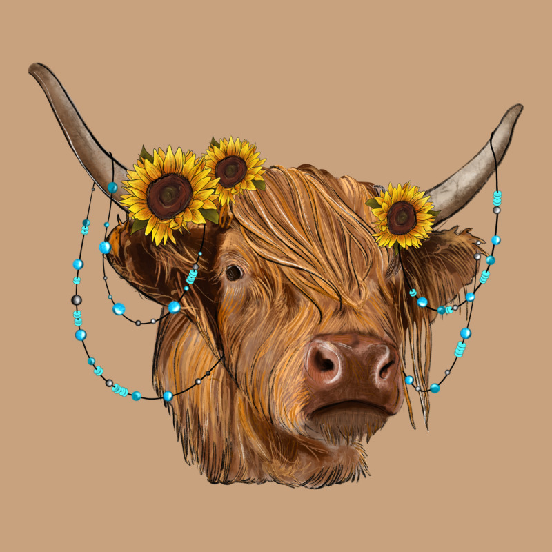 Highland Cow With Sunflowers Turquoise Vintage Tee by RanaPortraitStore | Teevron