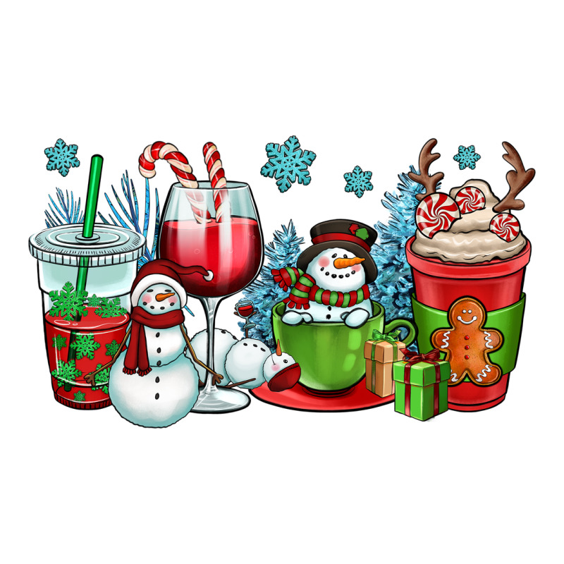 Christmas Snowman Coffee Cups Ladies Tee by OliviaCreatesArt | Teevron