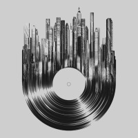 Vinyl Record Cityscape Premium Sweatshirt | Teevron