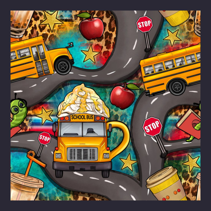 School Bus Coffee And Star With Leopard Seamless Pattern Bbs Vintage Tee by BundleAndBundleShop | Teevron