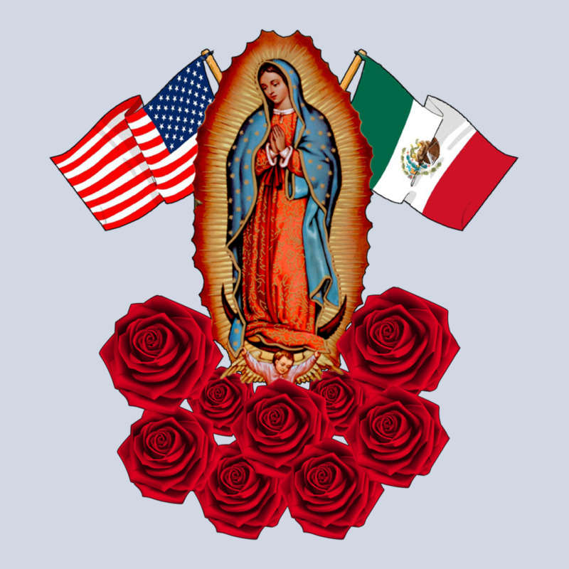 Our Lady Virgen De Guadalupe Mexican American Flag Holiday Premium Sweatshirt by linhVisuals | Teevron
