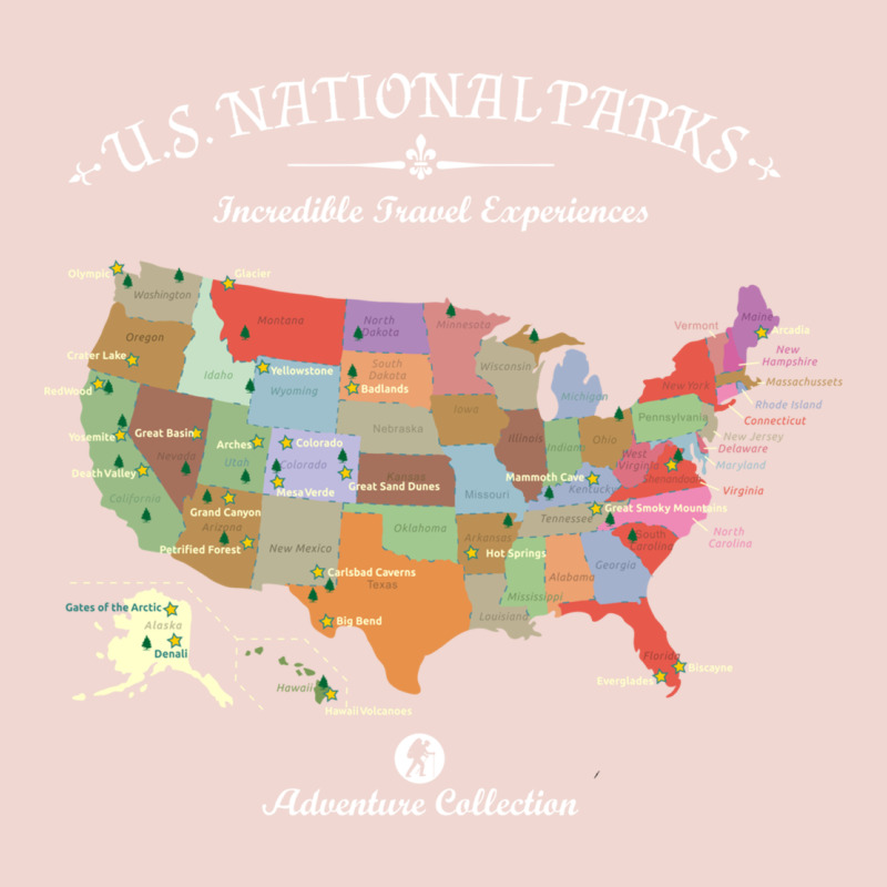 Us National Parks Map Colorful With All 59 National Parks Premium Sweatshirt by linhVisuals | Teevron