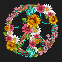 Floral Peace Sign With Gemstone Classic Tee | Teevron