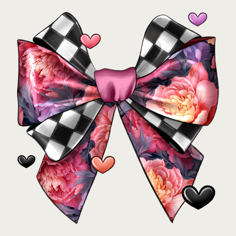 Coquette Bow Floral Checkered Pattern Zipper Hoodie by JahusDesignShop | Teevron