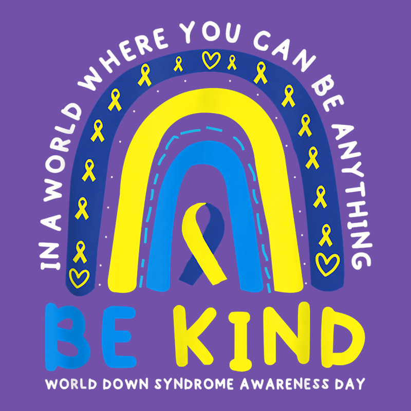 Be Kind Down Syndrome Awareness Blue Ribbon Rainbow March 21 T Shirt Premium Sweatshirt by linhVisuals | Teevron