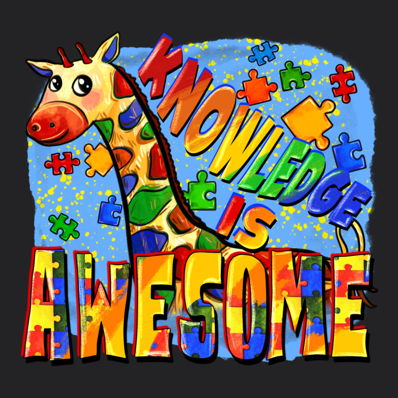 Knowledge Is Awesome Autism Giraffe Vintage Tee by FaDigitalArtStudio | Teevron