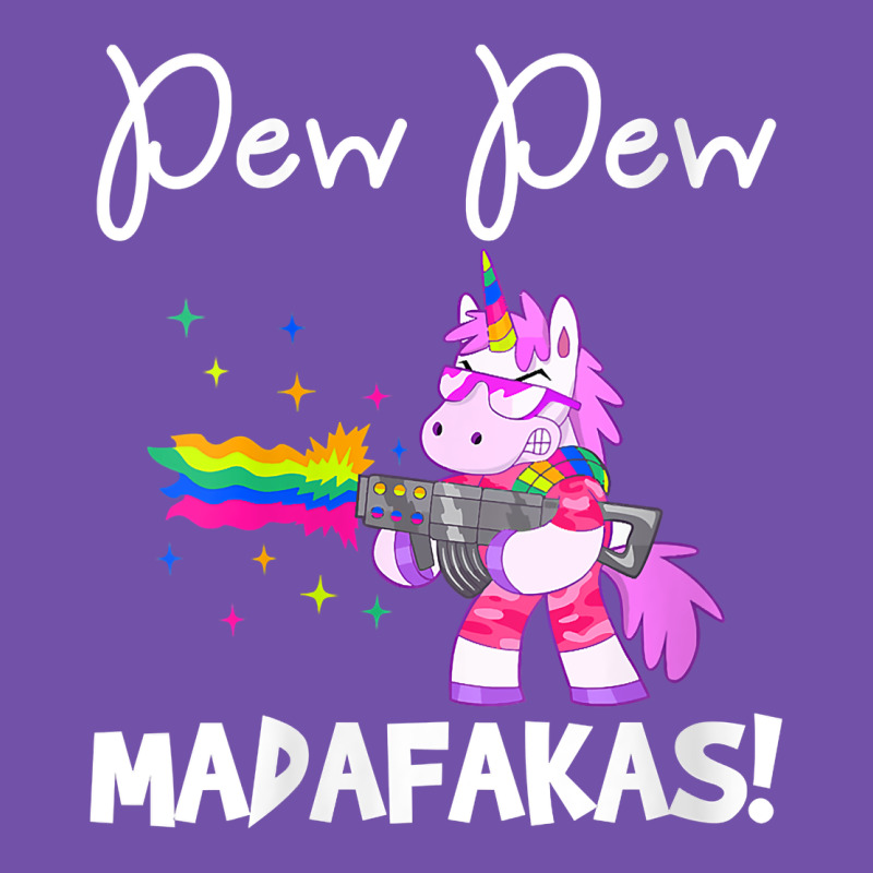Womens Pew Madafakas Funny Fantasy Unicorn With Rainbow Gun   White V Premium Sweatshirt by linhVisuals | Teevron