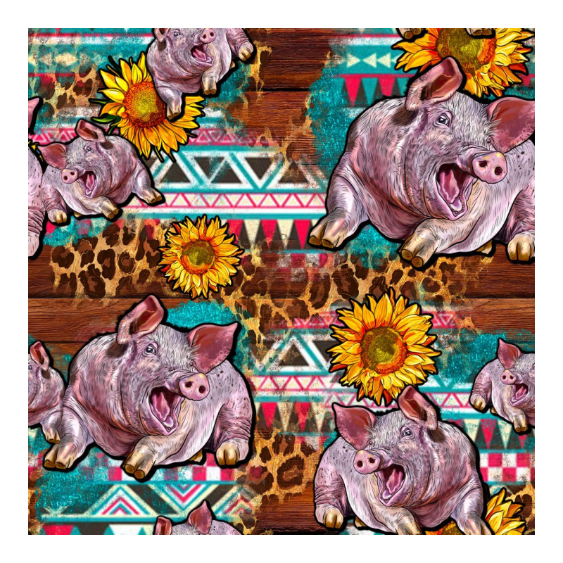 Western Landrace Pig With Sunflowers Seamless Ladies Tee by FaDigitalArtStudio | Teevron