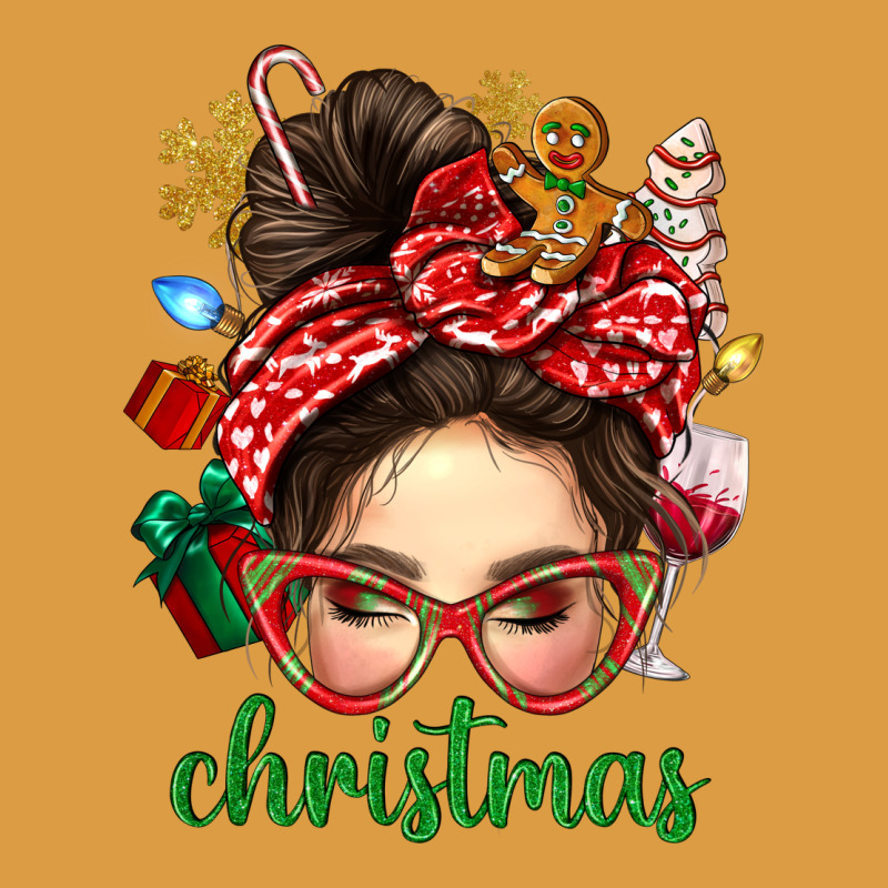 Christmas Messy Bun With Gingerbread Man Urban Heavy Tee by BundleAndBundleShop | Teevron