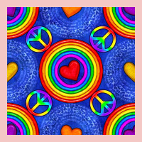 Pride Lgbtq Hearts And Peace Symbol Seamless Patte Urban Heavy Tee | Teevron