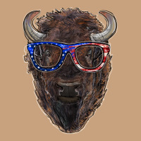 Bison With American Flag Glasses Vintage Tee | Teevron