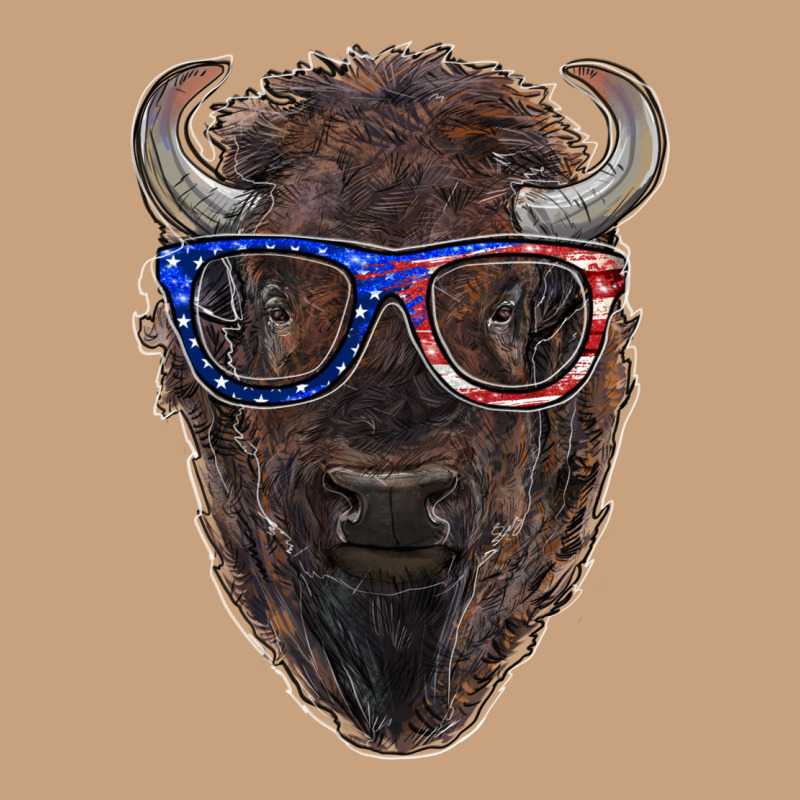 Bison With American Flag Glasses Vintage Tee by RanaPortraitStore | Teevron