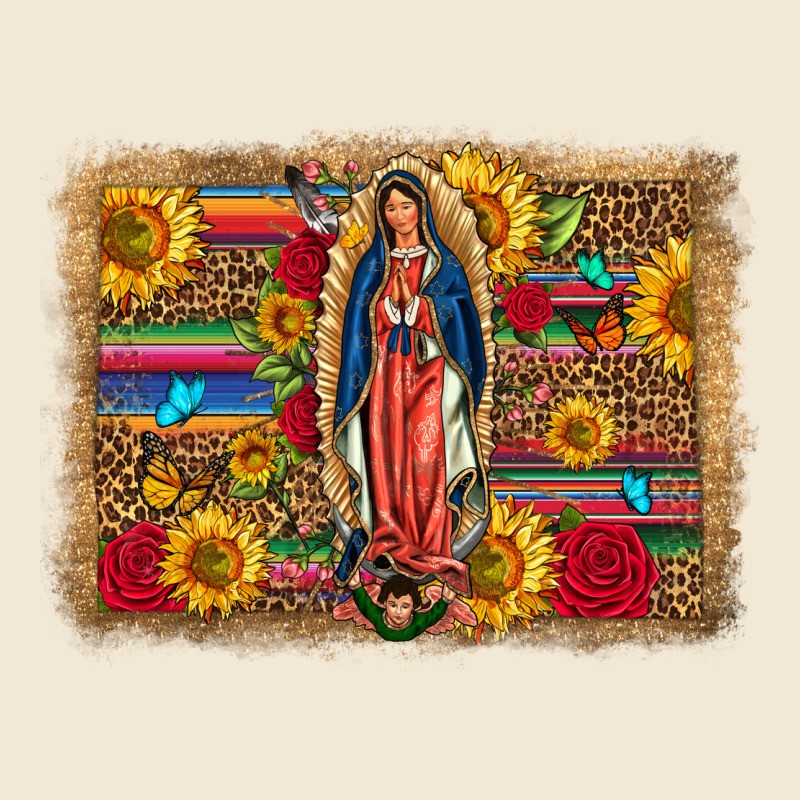 Our Lady Of Guadalupe Glitter Leopard Flowers Ladies Tee by FaDigitalArtStudio | Teevron