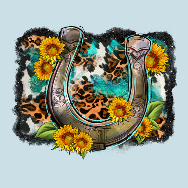 Western Leopard Cowhide Turquoise Background Horse Ladies Tee by OliviaCreatesArt | Teevron