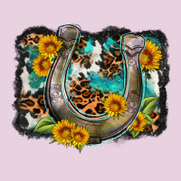 Western Leopard Cowhide Turquoise Background Horse Ladies Tee | Teevron
