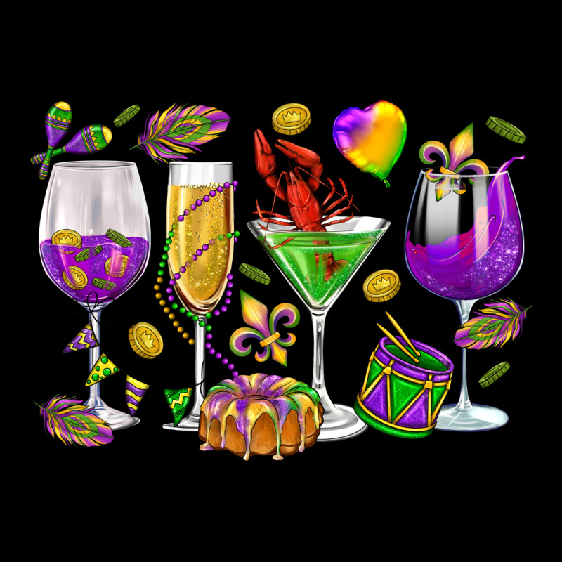 Mardi Gras Wine Glasses Premium Tee by HowdyJamesFarm | Teevron