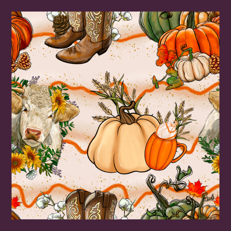 Fall Heifer Seamless Pattern Long Sleeve Tee by BundleAndBundleShop | Teevron