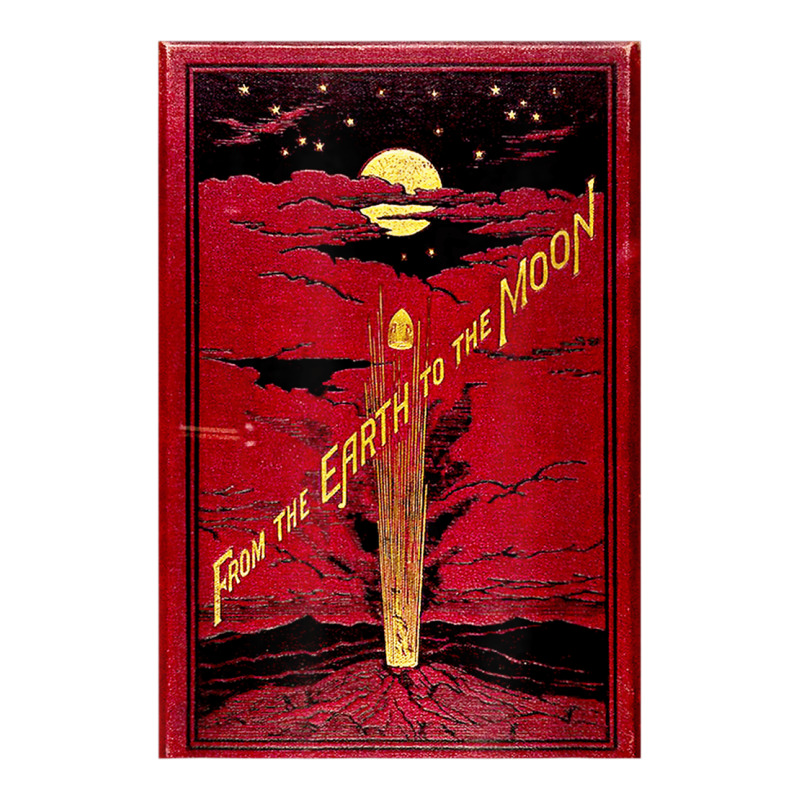 From The Earth To The Moon Jules Verne Book Cover Design Heavyweight Hoodie by ArtChic | Teevron