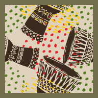 African Drum Seamless Pattern Vintage Hoodie | Teevron