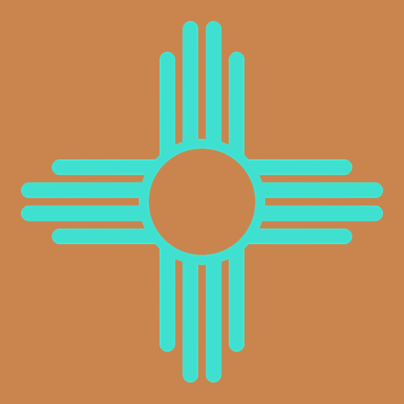 New Mexico Zia Sun In Turquoise Blue Heavyweight Hoodie by PixelFlow | Teevron
