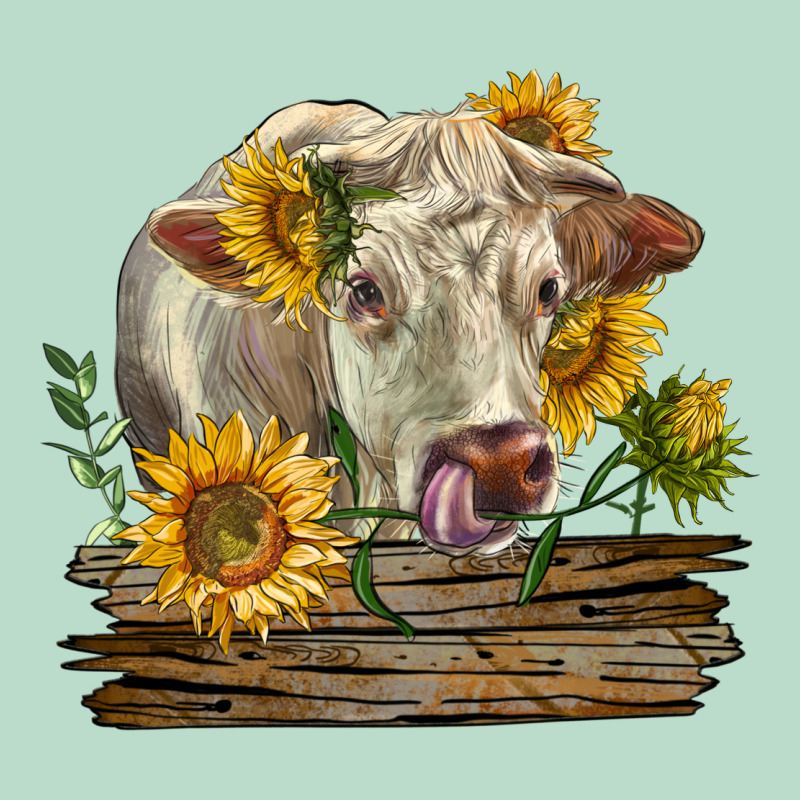 Charolais Cow With Sunflowers Premium Hoodie by LillyAllenDesigns | Teevron