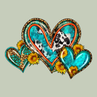 Western Leopard Turquoise Cowhide Hearts Olivia Ladies Tee | Teevron