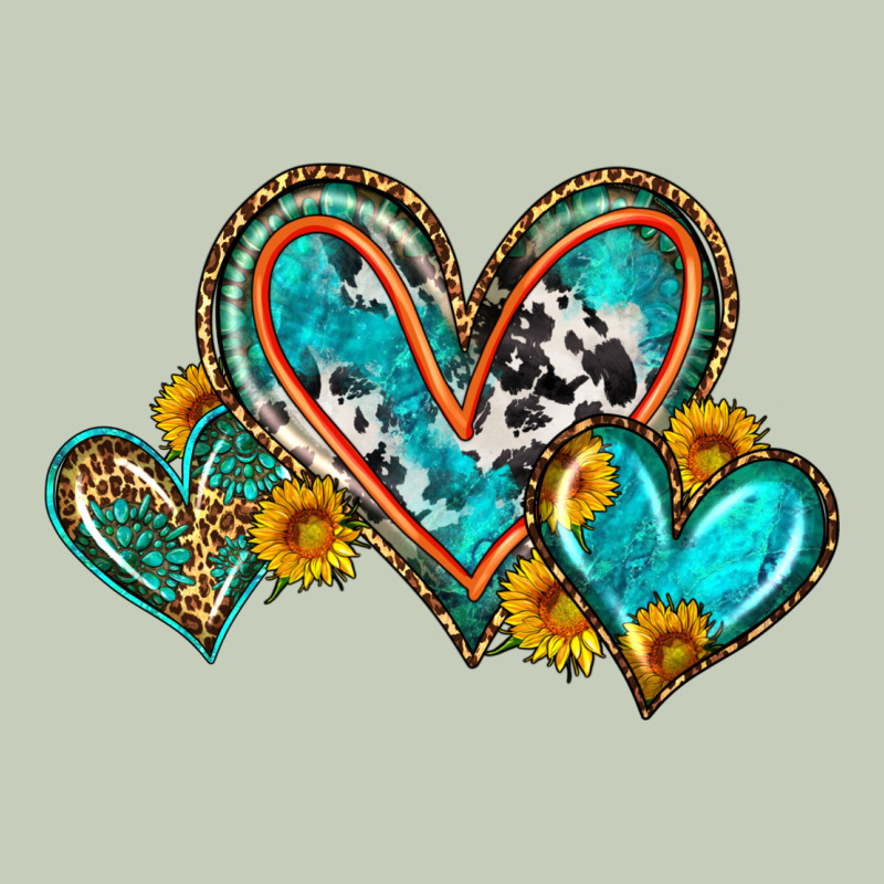 Western Leopard Turquoise Cowhide Hearts Olivia Ladies Tee by OliviaCreatesArt | Teevron