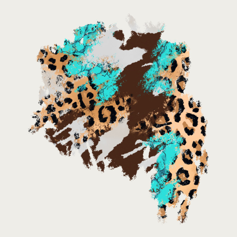 Cowhide Leopard Turquoise Patch Zipper Hoodie by AdoDesignShop | Teevron