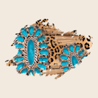 Gemstone Wood Leopard Patch Zipper Hoodie | Teevron