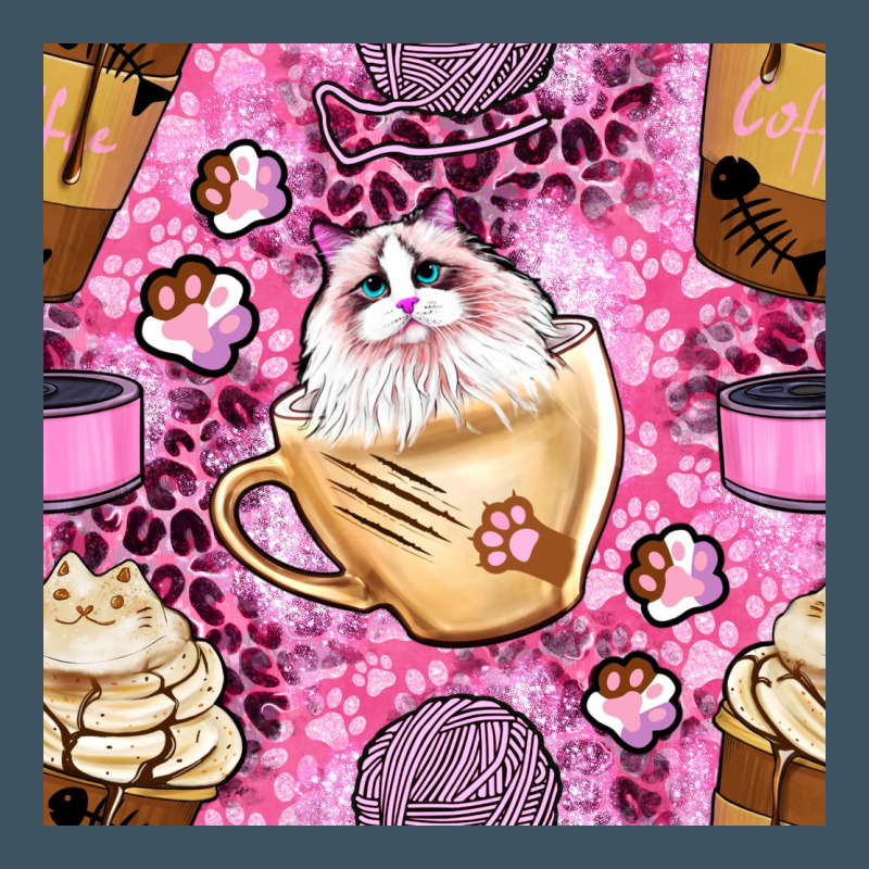 Cat Coffee Cups And Paw With Leopard And Glitter Seamless Pattern Bbs Urban Heavy Tee by BundleAndBundleShop | Teevron