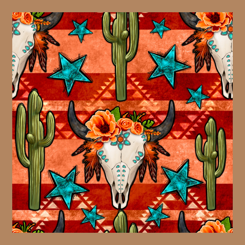 Bull Skull Cactus Seamless Pattern Long Sleeve Tee by BundleAndBundleShop | Teevron