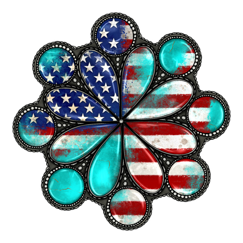 American Flag Turquoise Gemstone 4th Of July Premium Tee by CowGirlArtShop | Teevron