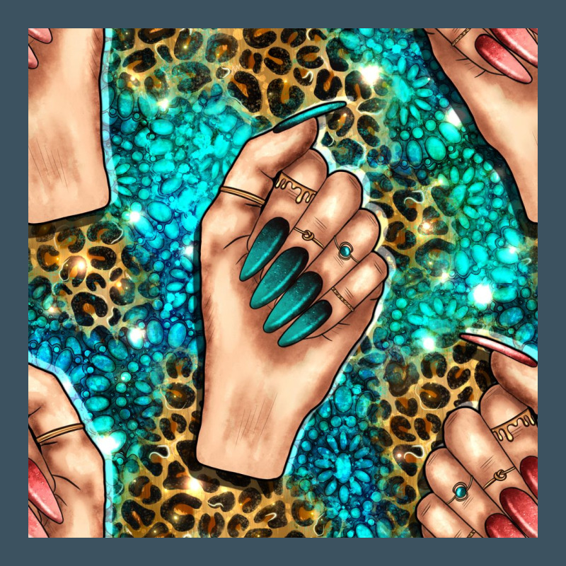 Nail Art With Leopard And Turquoise  Gemstone Seamless Pattern Bbs Urban Heavy Tee by BundleAndBundleShop | Teevron