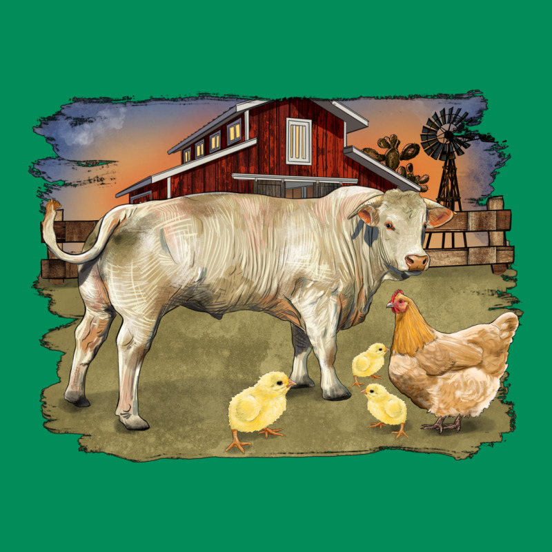 Charolaris Bull And Chicken In Barnyard Urban Hoodie by RanaPortraitStore | Teevron
