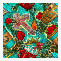 Faith Coffee Cup And Cross With Leopard And Roses Seamless Pattern Bbs Urban Heavy Tee | Teevron