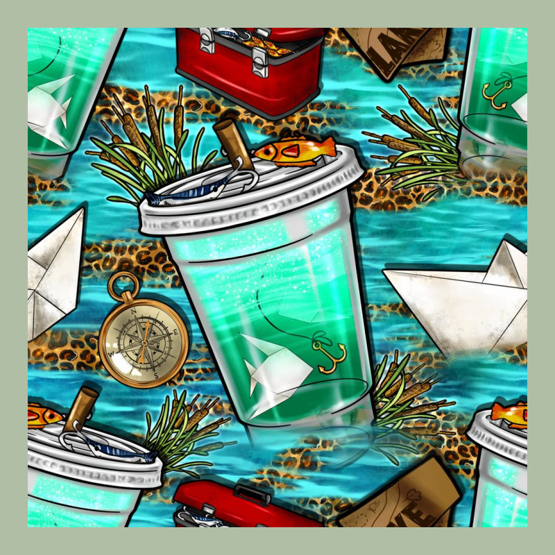 Fish Coffee Cups And Reeds With Paper Boat And Leopard Lake Seamless P Urban Heavy Tee by BundleAndBundleShop | Teevron