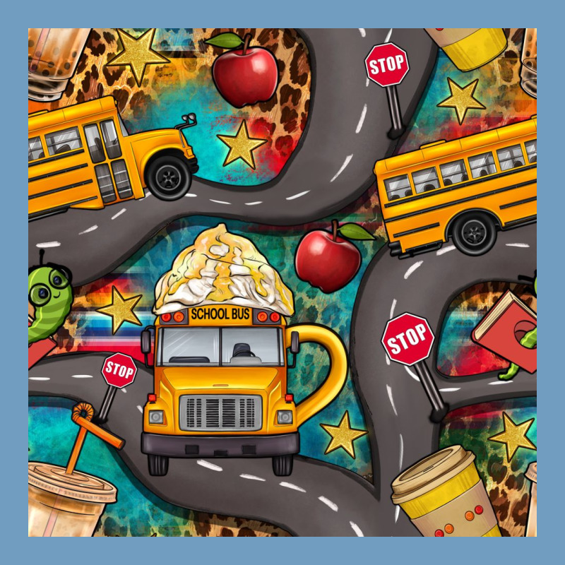 School Bus Coffee And Star With Leopard Seamless Pattern Bbs Urban Heavy Tee by BundleAndBundleShop | Teevron