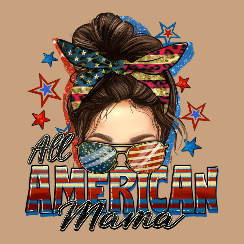 All American Mama Messy Bun 4th Of July Vintage Tee by FaDigitalArtStudio | Teevron