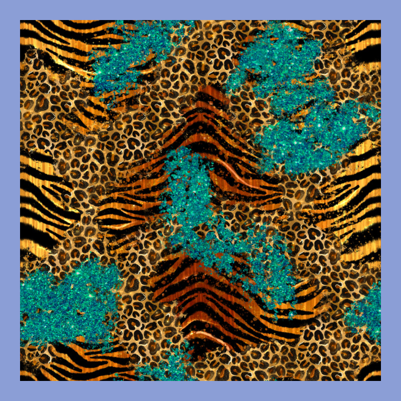 Tiger Leopard Turquoise Glitter Seamless Pattern Long Sleeve Tee by BundleAndBundleShop | Teevron