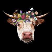 Hereford Cow With Floral Headband Premium Tee | Teevron