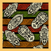 African Mask Seamless Pattern Vintage Hoodie | Teevron
