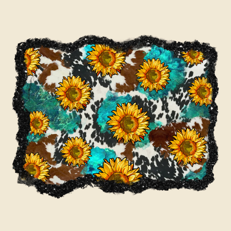 Cowhide  Turquoise Sunflowers Pattern Olivia Ladies Tee by OliviaCreatesArt | Teevron