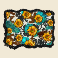 Cowhide  Turquoise Sunflowers Pattern Olivia Ladies Tee | Teevron