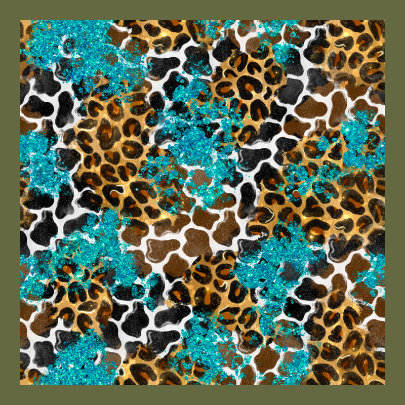 Turquoise Glitter Cowhide Leopard Seamless Pattern Long Sleeve Tee by BundleAndBundleShop | Teevron