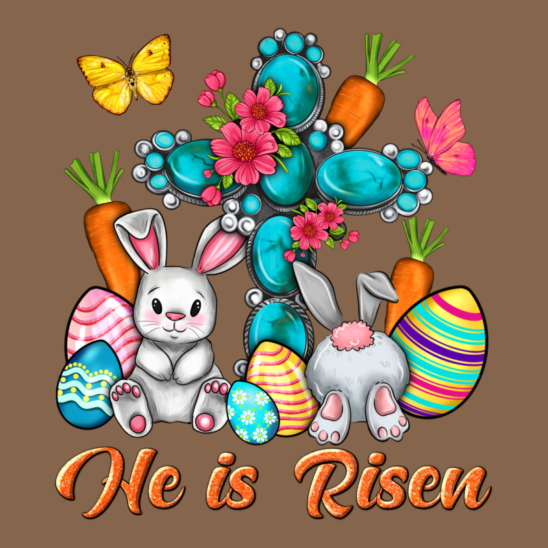 He Is Risen With Cross Easter Day Premium Tee by HowdyJamesFarm | Teevron