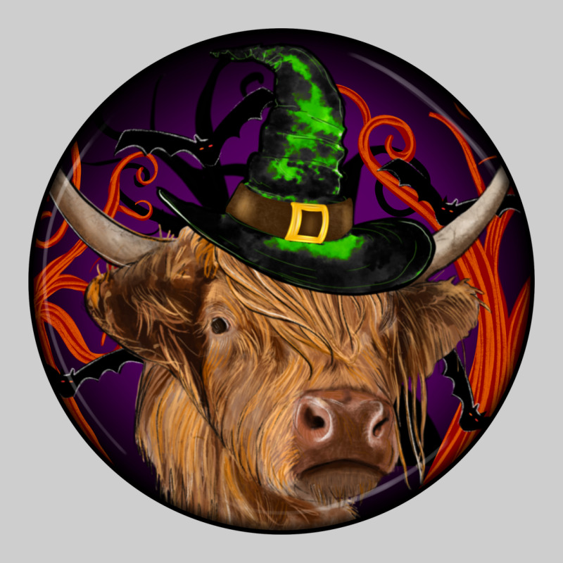 Halloween Highland Cow Round Premium Tee by RanaPortraitStore | Teevron