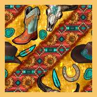 Western Cowboy Bull Skull Seamless Pattern Vintage Hoodie | Teevron