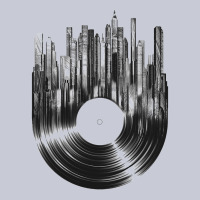 Vinyl Record Cityscape Heavyweight Hoodie | Teevron